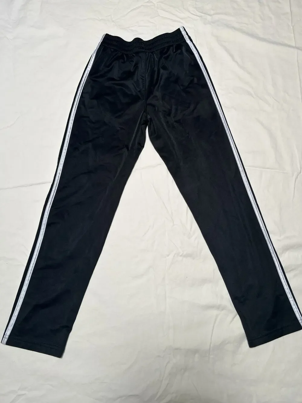 Adidas Kids Boys Track Pants Size 10/12 Black White 3 Stripe Athletic Bottoms